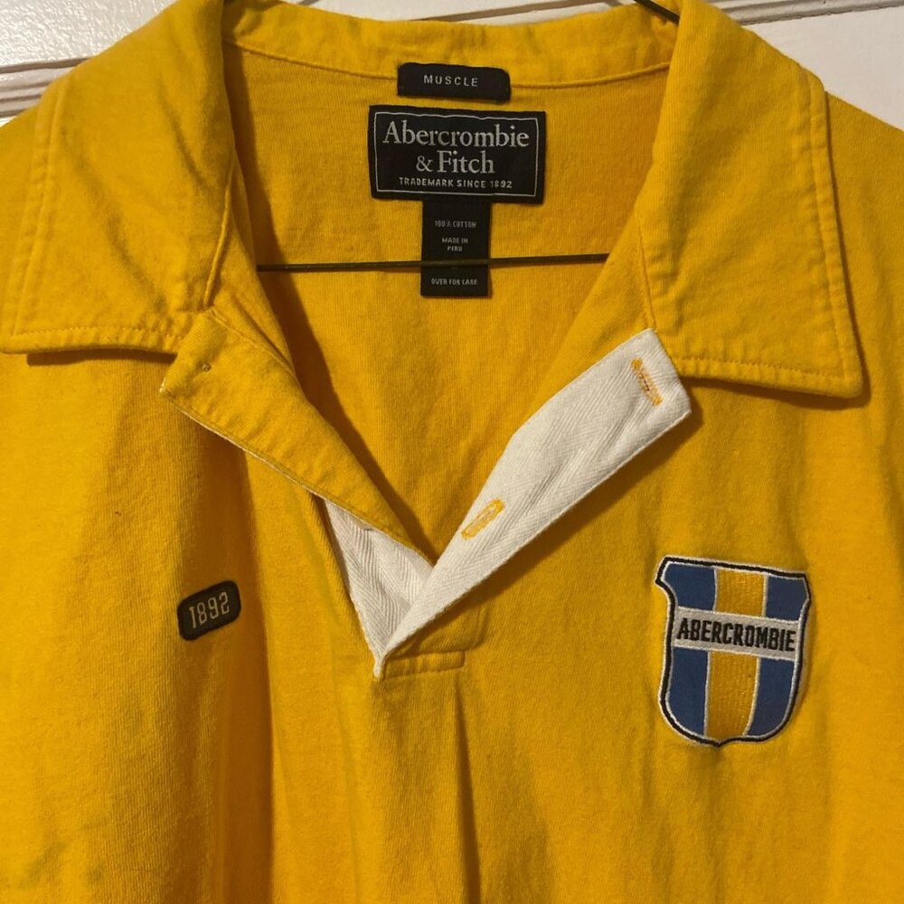 Abercrombie & Fitch Men's Large Yellow Rugby Polo-Shirt